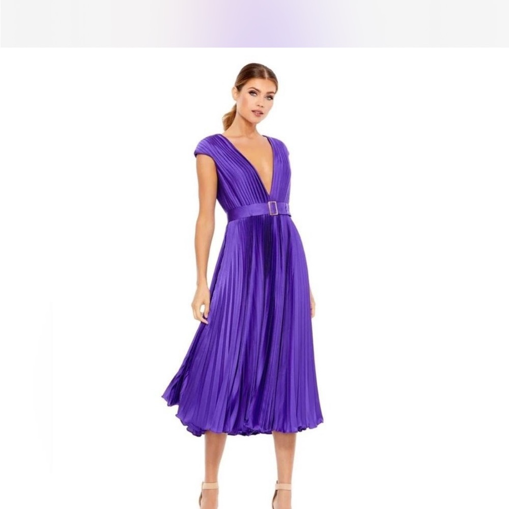 Mac Duggal Purple Pleated Dress